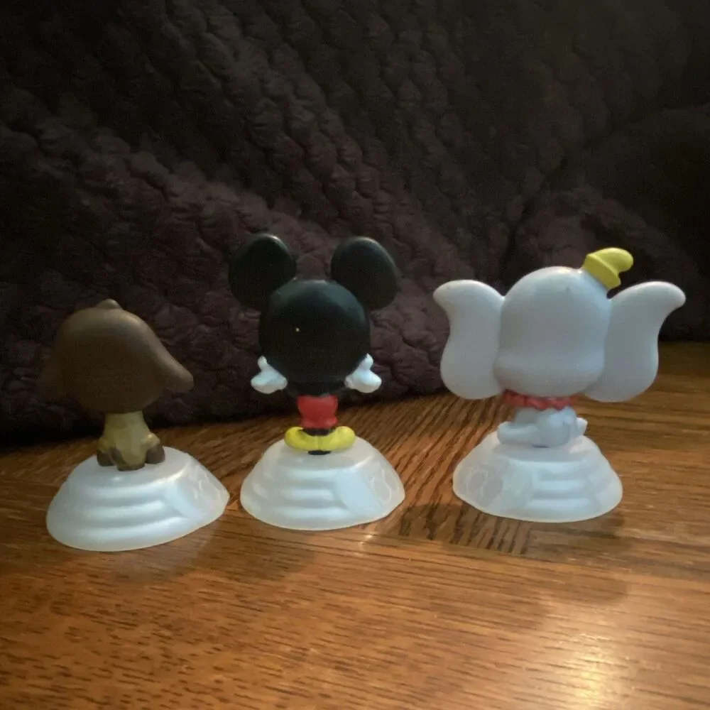 MCDONALD'S Disney Mickey Mouse Valentino & Dumbo Plastic Figurines Lot of 3